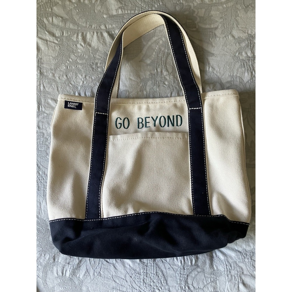 Lands End Canvas Pocket Tote "Go Beyond"